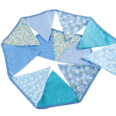 

12 Flags 32m Blue Cotton Party Wedding Pennant Bunting Banner Decor
