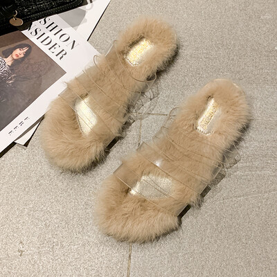 

Transparent wool slippers for women wearing ins outdoors in summer