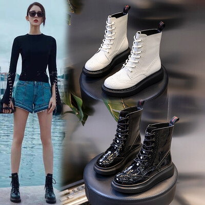 

European station Martin boots female winter&autumn new retro muffin with casual booties fem
