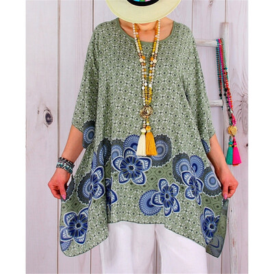 

Starmoon Women Loose Casual O Neck Short Sleeves Print T Shirts Summer Shirts