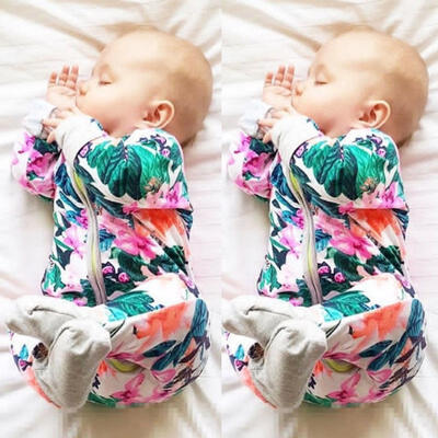 

Fashion Kids Baby Girl Long Sleeve Romper Pants Casual Clothes Outfits One-piece