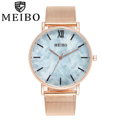 

MEIBO Women Fashion Rose Gold Roma Dial Quartz Watches Casual Ladies Stainless Steel Watches Gift Clock Relogio Feminino 533