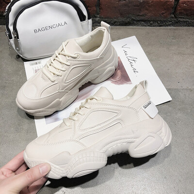 

Sports shoes women leisure height muffin thick bottom Korean version of small white shoes 2019 spring shoes Joker student dad shoe