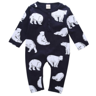 

UK Stock Newborn Infant Baby Boy Girl Bear Bodysuit Long Romper Jumpsuit Clothes