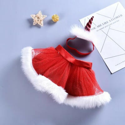 

Infant Christmas Red TUTU Skirt Halloween Party Tutu Unicorn Baby Headband
