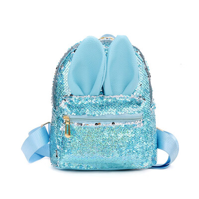 

New Fashion Rabbit Ears Sequin Backpack Leather Sequin Cute Backpack Kids Children Cartoon Shoulder Bag Women Girl Mini Backpack
