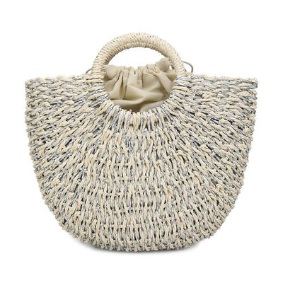 

Summer Beach Straw Weaving Shoulder Handbags Women Knitting Top-handle Bags