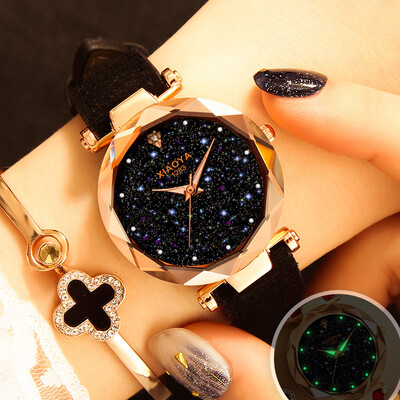 

Watch waterproof fashion Korean version of simple casual atmosphere retro luminous star quartz female watch
