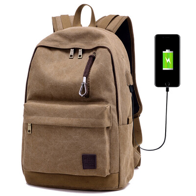 

Backpack men&women canvas charging backpack usb computer bag Korean version of the first outdoor large shoulders