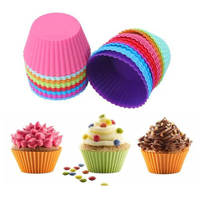 

6Pcs Round Food Grade Silicone Muffin Cupcake Baking Molds Reusable Dishes Pan