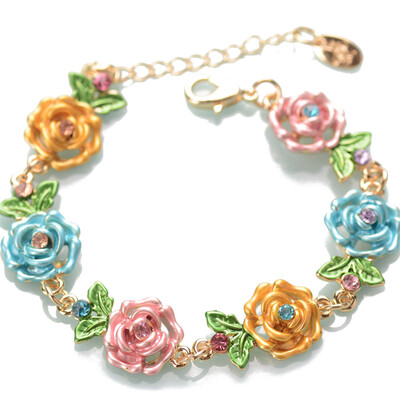 

Retro Cloisonne National Style Bracelet Women Alloy Jewelry Oversized Hand Cord Hot Gift