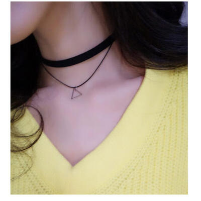 

Multicolored Necklaces For Women Geometric Triangle Pendant Necklace Bijoux Fashion Jewelry 2017