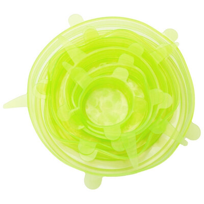 

6pcs Reusable Durable Expandable Silicone Stretch Lids Food Covers Keep Food Fresh Transparent Covers