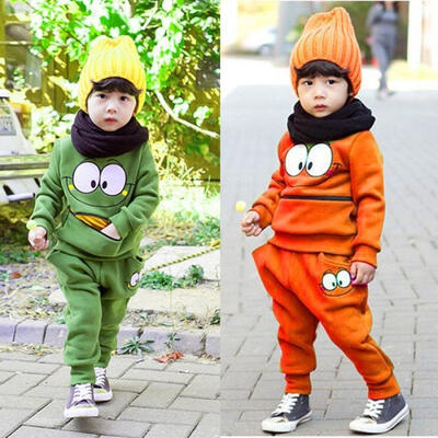 

2 Pcs Baby Kid Unisex Suits Tracksuit Smiling Face Cotton Top Harem Pant Outfit