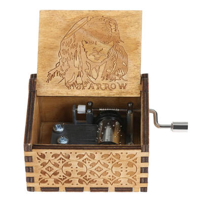

Retro Carved Wood Music Box Hand Crank Antique Music Case Gifts Desk Decor