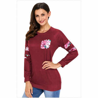 

Round collar long sleeve comfortable pullover sports leisure sweatshirt