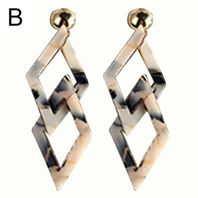 

Women Fashion Acrylic Geometric Pendant Earrings Long Dangle Ear Studs Gift