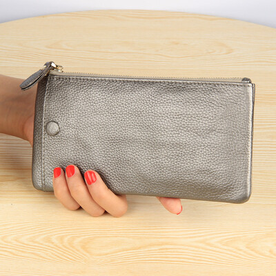 

2019 new Europe&America ultra-thin top layer leather wallet ladies leather simple fashion clutch bag large screen mobile phone bag