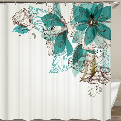 

Shower Curtain Flowers Trees Print Blackout Curtains Waterproof Mildew-proof Bathroom Curtain 71"x71"
