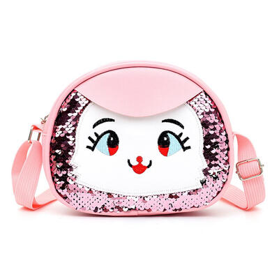 

Cute Cartoon Print Bag Girls Kids Sequins Shoulder Messenger Leather Bags