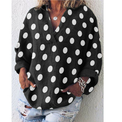 

Women V Neck Loose Long Sleeve Blouse Cotton Linen Summer Casual T Shirt Tops