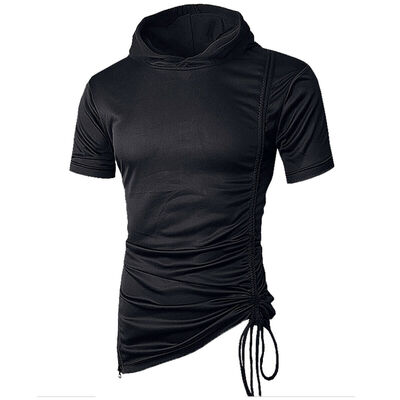 

New Men Hooded Hoodie Vest Tank Tops Sweatshirt Gym Muscle Short Sleeve T-shirt