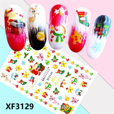 

〖Follure〗Christmas Nail Art Water Transfer Decals Snowflake Xmas Manicure Stickers Tips