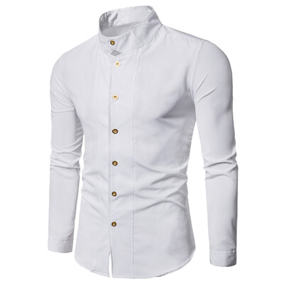 

Casual Stand Collar Long Sleeve Shirt