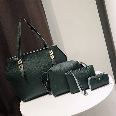 

2018 New Style Fashion 4 Pieces Set Women Lady PU Leather Shoulder Bag Handbag Satchel Clutch Composite Bags