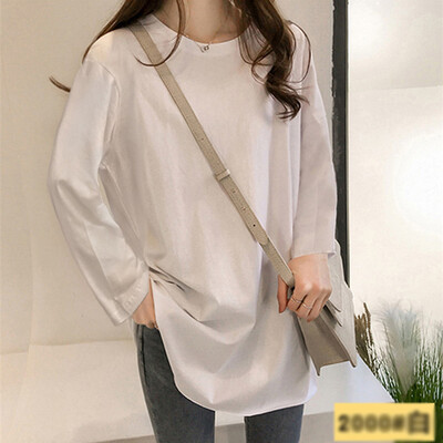 

Tailored Fashion Women Loose Solid Color Long Sleeve O-Neck Bottoming Shirt Casual Tops