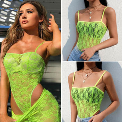 

Fashion Women Fluorescent Green Lingerie Bodycon Jumpsuit Underwear Nightwear