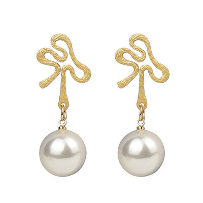 

EK521 Pearl Drop Earring for Women Geometric Gold Color Metal Earring Statement Jewelry ZA Women Valentines Day Gift Wedding