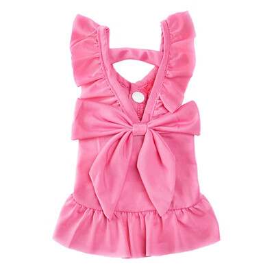 

Pet Summer Breathable Costume Polyester Bowknot Sleeveless Sling Princess Dress For Dogs