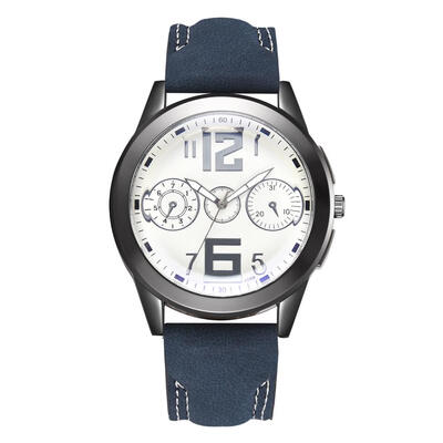 

Men Quartz Analog Watch Male Leather Strap Korean Casual Wristwatches