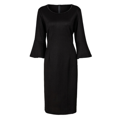 

New Fashion O Neck Plus Size 34 Flare Sleeve Bodycon Cocktail Party Dress