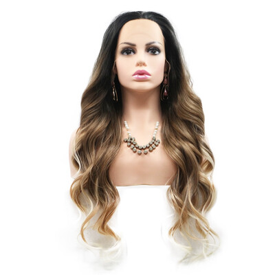 

Amazing Star Lace Frontal Wigs Mixed Color Long Wavy Hair 13x3 Half Hand Tied Lace Frontal Synthetic Hair