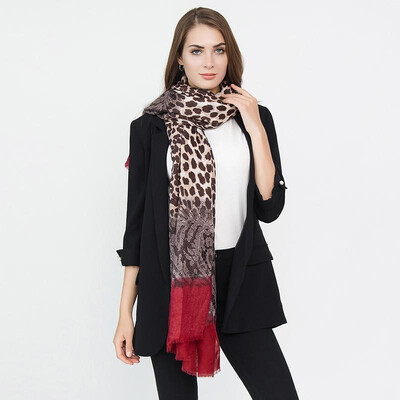 

New Winter Women Leopard Print Scarf Long Shawl Pashmina Cape BlueRedPink