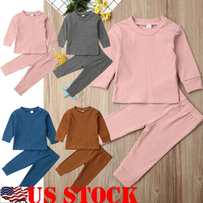 2PCS Newborn Baby Boys Girls Romper Jumpsuit Pants Clothes Outfits Set