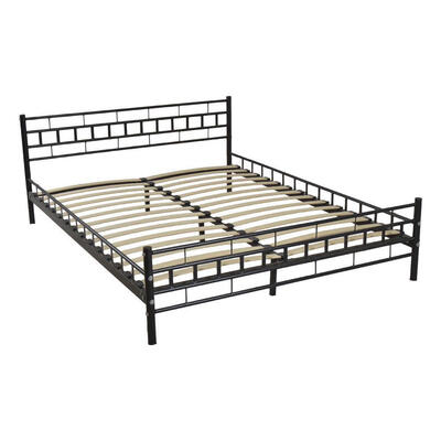 

Queen Metal Bed Frame wWooden Slat SupportHeadboard