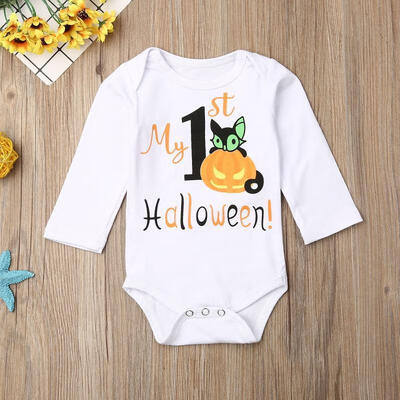 

Newborn Baby Boy Girl My First Halloween Romper Letter Print Long Sleeve Bodysuit Autumn Winter Jumpsuit Outfits
