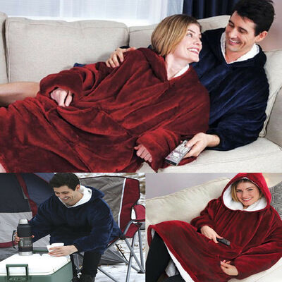 

Winter Fleece Wearable Blanket With Sleeves And Pocket Micro Plush Warm Snuggie