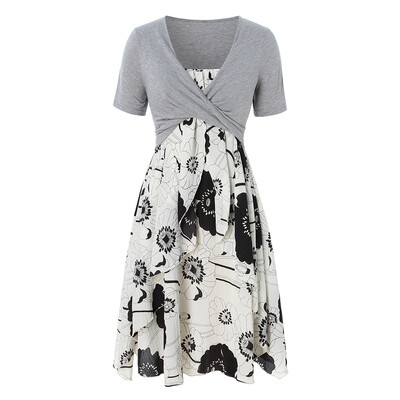 Floral Ruffled Cami Dress With Twist Crop Top