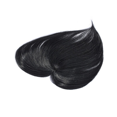 

Hand Made Short Human Hair Toppers Straight Hairpiece Clip in Crown Hair Extensions for Covering White Loss Hair Toupee