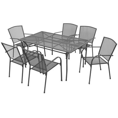 

7 Piece Outdoor Dining Set Steel Anthracite