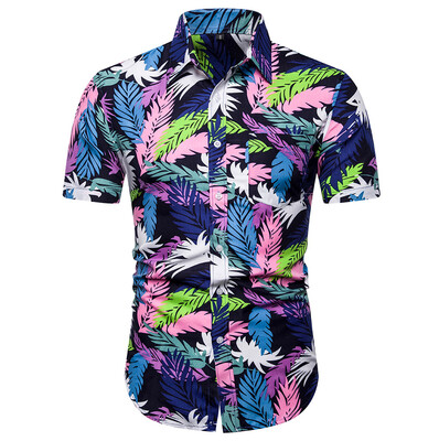 

Tailored Fashion Mens Casual Button Hawaii Print Beach Short Sleeve Quick Dry Top Blouse