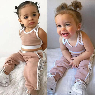 

US Fashion Newborn Baby Girl Summer Tank Tops Vest Long Pants Outfits Sportswear