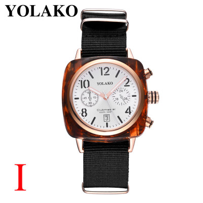 

Gobestart Luxury Temperament Square Dial Canvas Watchband Watch Analog Quartz Watch