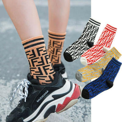 

Women Men Double F Letter Printing Stockings Socks Soft Casual Cotton Socks