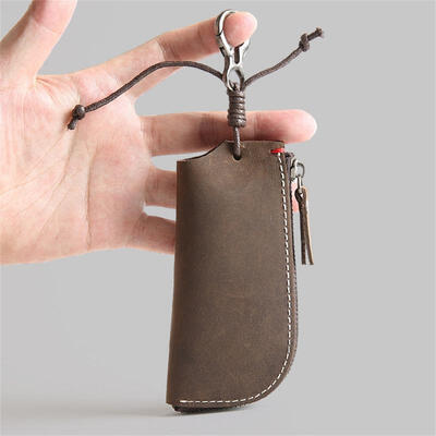 

Fashion Casual Leather Key Wallet Mini Multifunctional Solid Color Keychain Cover For Men And Women