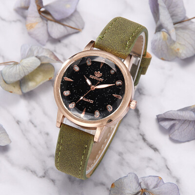 

RM Luxury Temperament Lady Irregular Mirror Leather Belt Watch Analog Quartz Watch